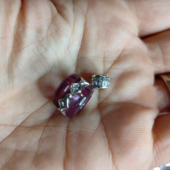 One Round Purple Resin Bead and One Small Round Silver Crystal Spacer! - Picture 4 of 10